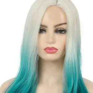 Hair | Platinum Blonde Blue Aqua Ombre 22 Inch Lace Front  display picture 1